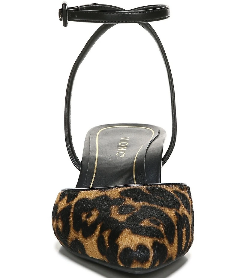 Vionic Jacynda Leopard Print Hair Calf Ankle Strap Dress Pumps