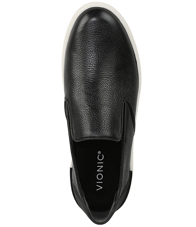Vionic Kearny 2.0 Leather Platform Wedge Slip On Sneakers
