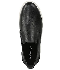 Vionic Kearny 2.0 Leather Platform Wedge Slip On Sneakers
