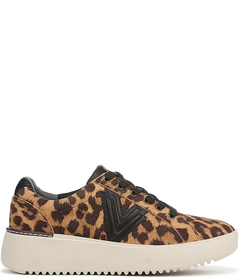 Vionic Kearny II Lace Up Leopard Print Suede Platform Sneakers