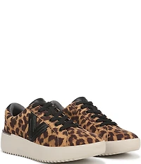 Vionic Kearny II Lace Up Leopard Print Suede Platform Sneakers