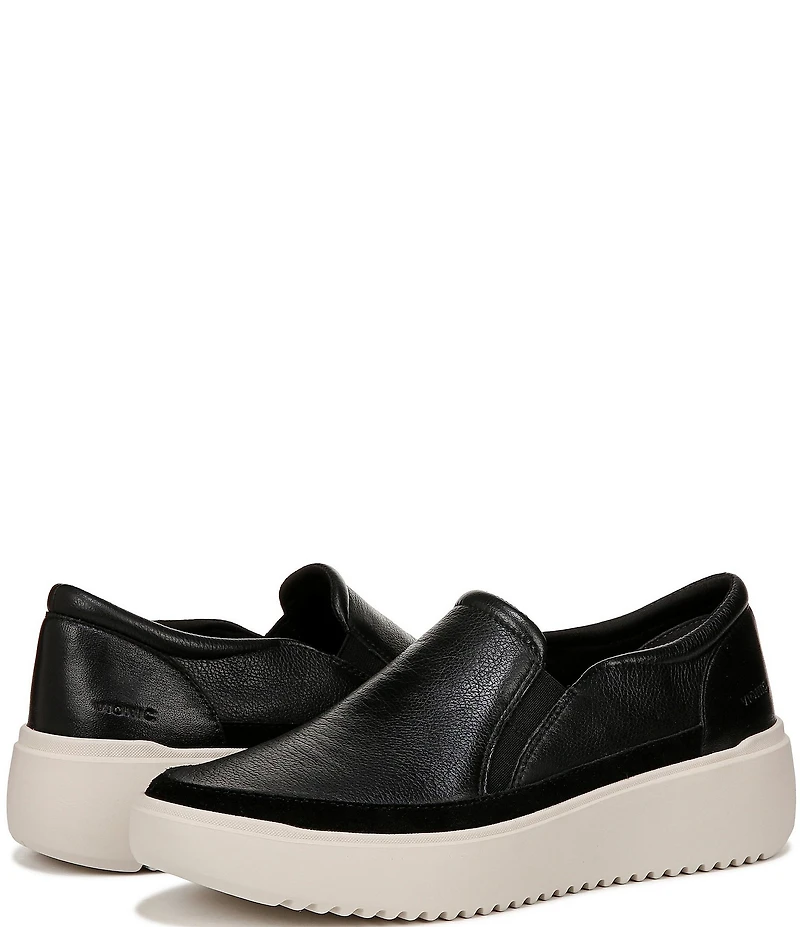 Vionic Kearny Leather Slip On Platform Sneakers