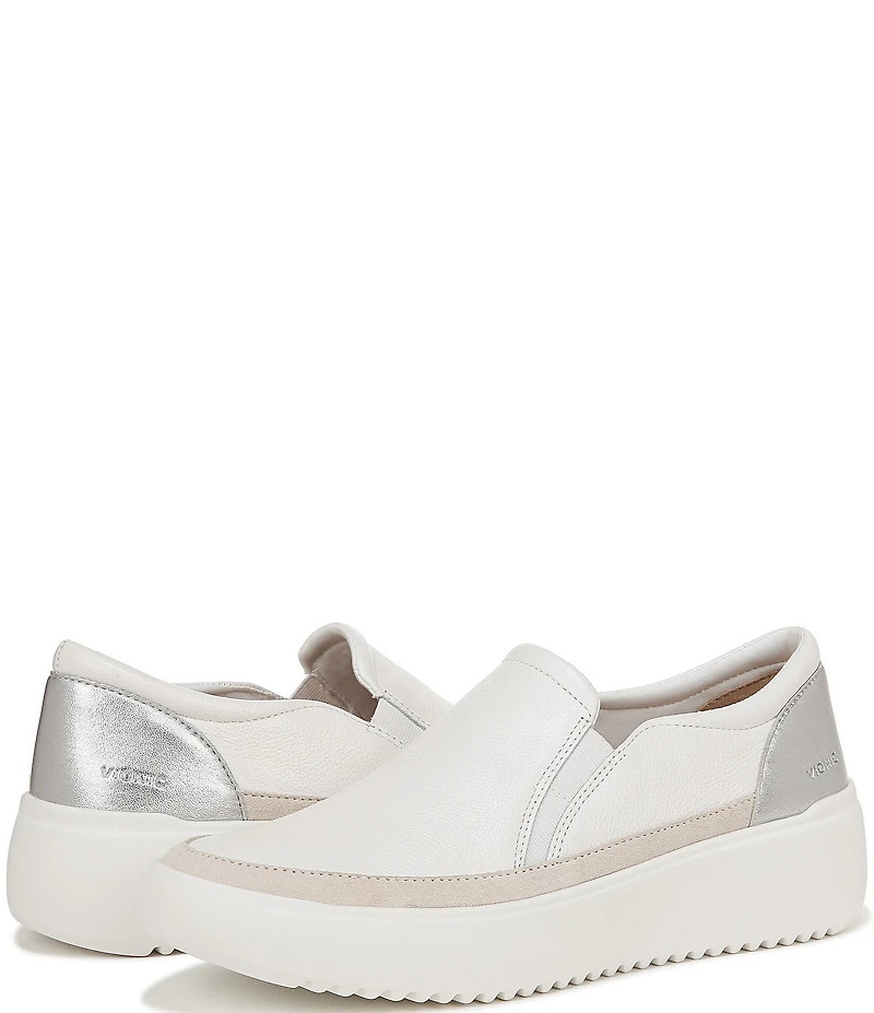 Vionic Kearny Leather Slip On Platform Sneakers