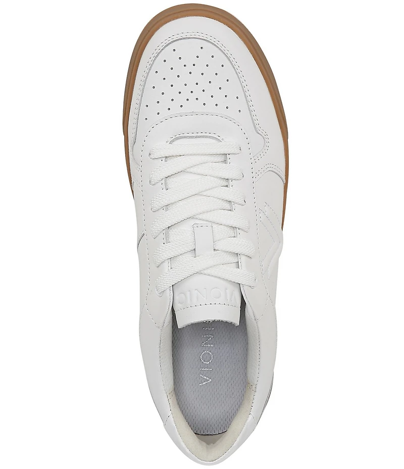 Vionic Kimmie Court Leather Logo Detail Gum Sole Sneakers