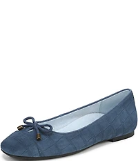 Vionic Klara Bow Detail Crocodile Pattern Suede Ballet Flats