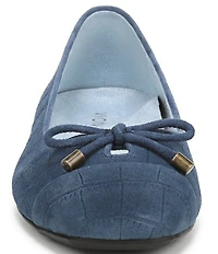 Vionic Klara Bow Detail Crocodile Pattern Suede Ballet Flats
