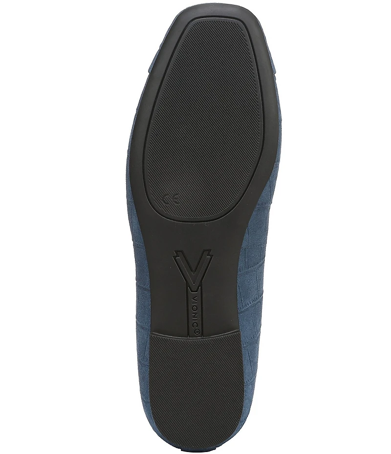 Vionic Klara Bow Detail Crocodile Pattern Suede Ballet Flats