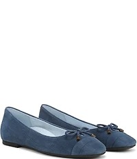 Vionic Klara Bow Detail Crocodile Pattern Suede Ballet Flats