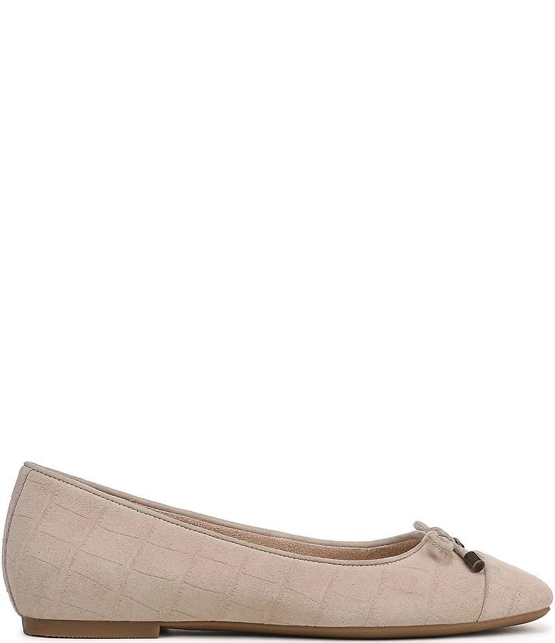 Vionic Klara Bow Detail Crocodile Pattern Suede Ballet Flats