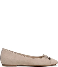 Vionic Klara Bow Detail Crocodile Pattern Suede Ballet Flats