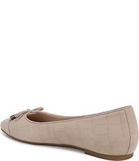 Vionic Klara Bow Detail Crocodile Pattern Suede Ballet Flats