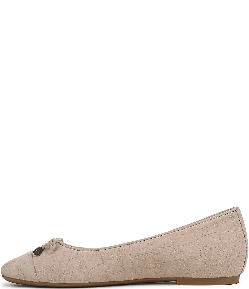 Vionic Klara Bow Detail Crocodile Pattern Suede Ballet Flats