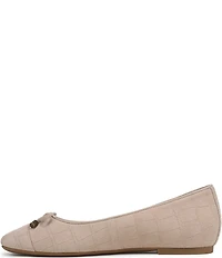 Vionic Klara Bow Detail Crocodile Pattern Suede Ballet Flats