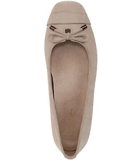 Vionic Klara Bow Detail Crocodile Pattern Suede Ballet Flats