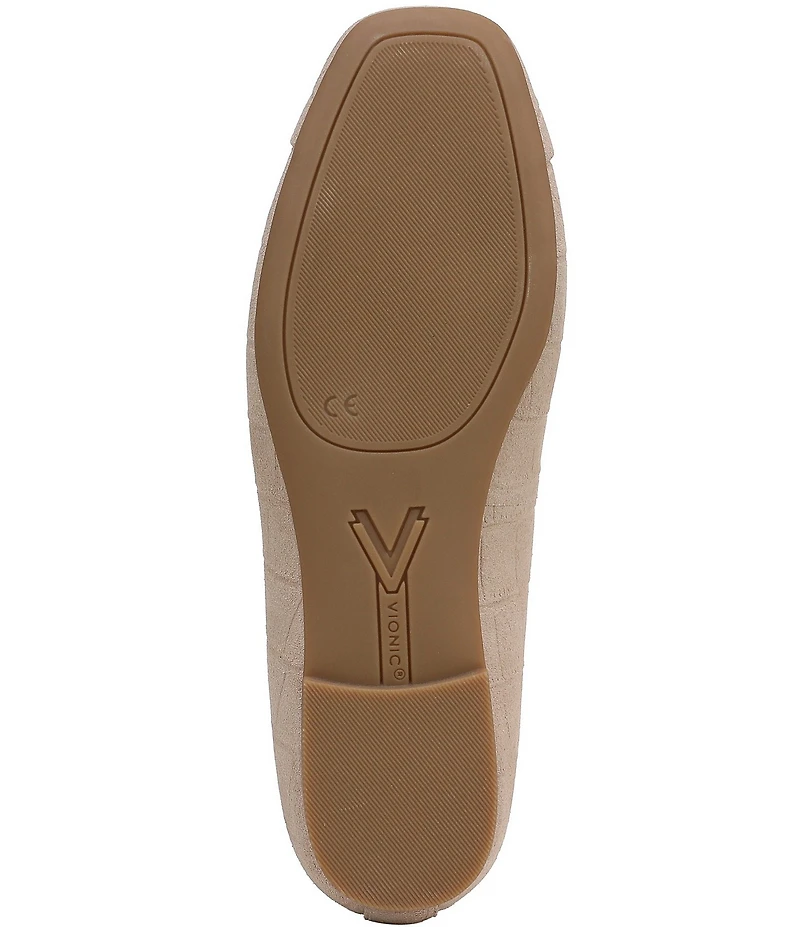 Vionic Klara Bow Detail Crocodile Pattern Suede Ballet Flats