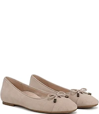 Vionic Klara Bow Detail Crocodile Pattern Suede Ballet Flats