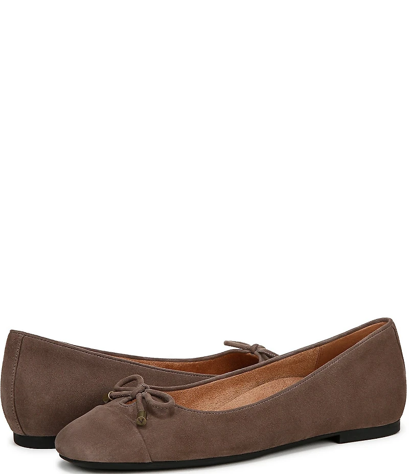 Vionic Klara Bow Detail Suede Ballet Flats