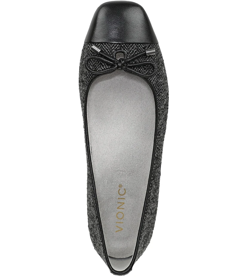Vionic Klara Herringbone Bow Detail Ballet Flats