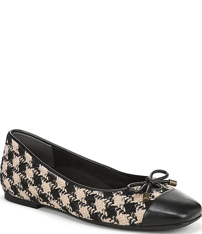 Vionic Klara Houndstooth Bow Detail Cap Toe Ballet Flats