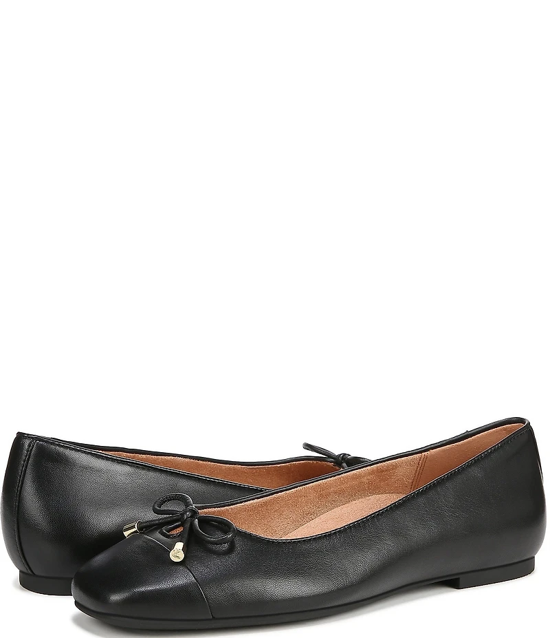 Vionic Klara Leather Bow Detail Ballet Flats