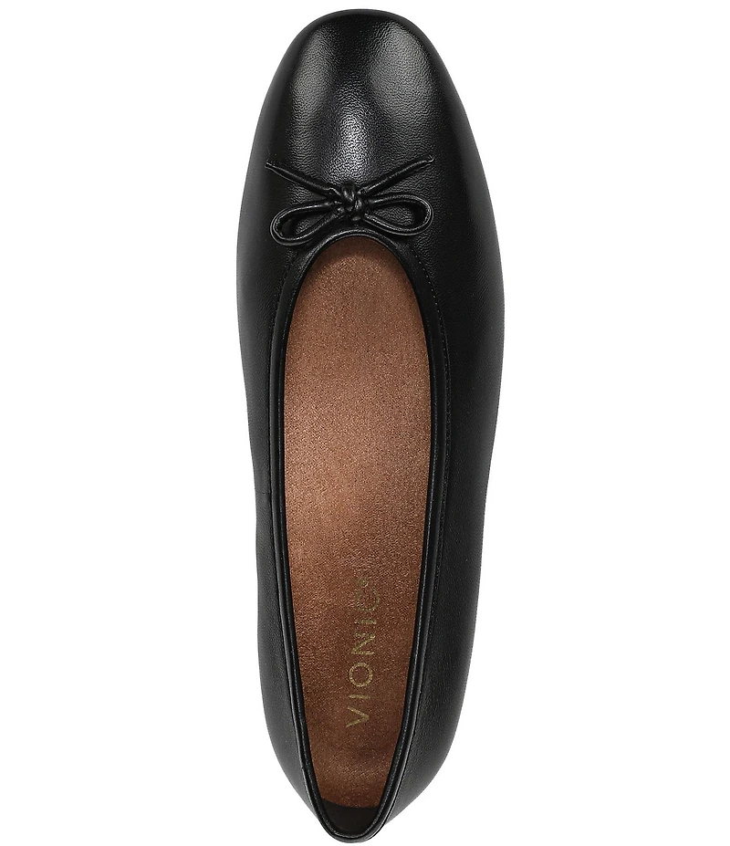 Vionic Larissa Leather Bow Detail Ballet Flats