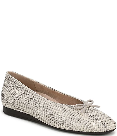 Vionic Larissa Python Print Leather Bow Detail Ballet Flats