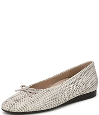 Vionic Larissa Python Print Leather Bow Detail Ballet Flats