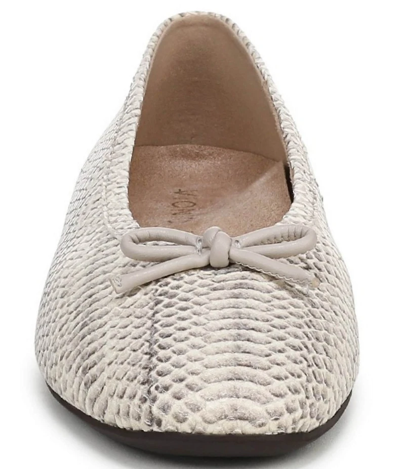 Vionic Larissa Python Print Leather Bow Detail Ballet Flats