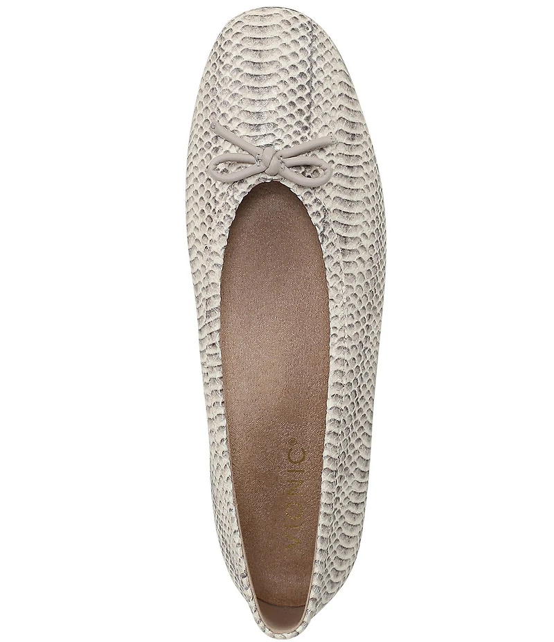 Vionic Larissa Python Print Leather Bow Detail Ballet Flats