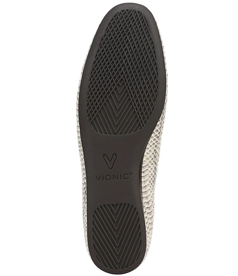 Vionic Larissa Python Print Leather Bow Detail Ballet Flats