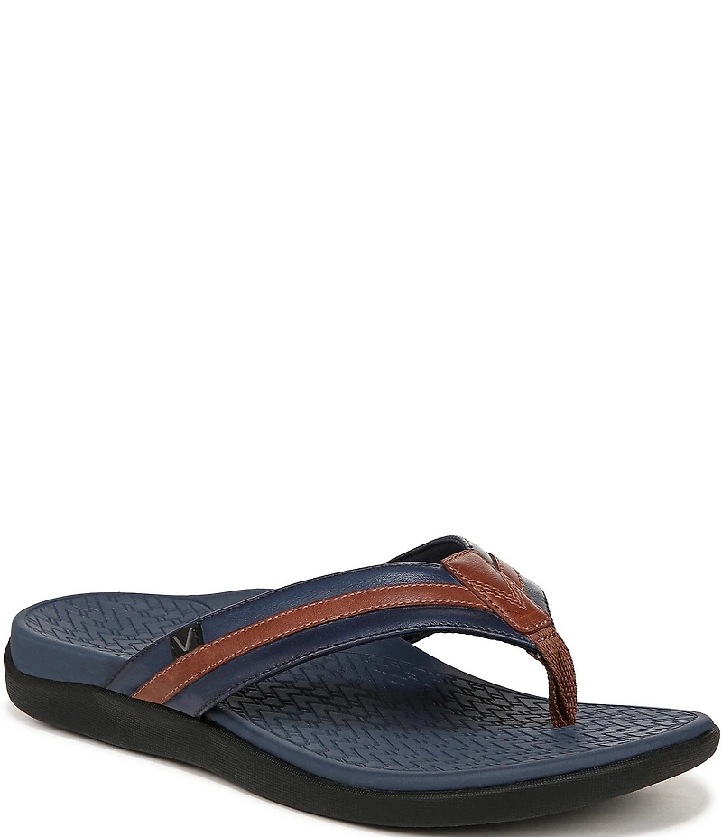 Vionic Men's Tide II Leather Toe Post Sandals