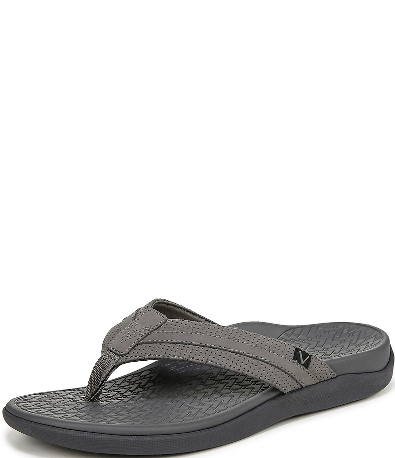 Vionic Men's Tide II Perforated Nubuck Suede Toe Post Sandals