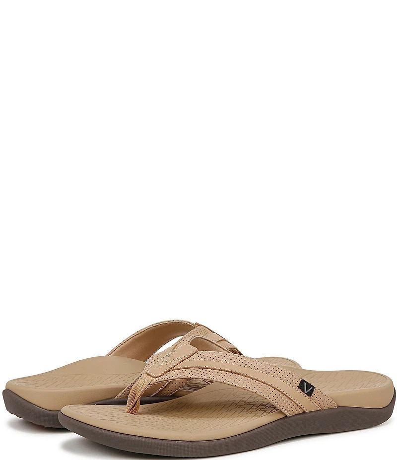 Vionic Men's Tide II Perforated Nubuck Suede Toe Post Sandals