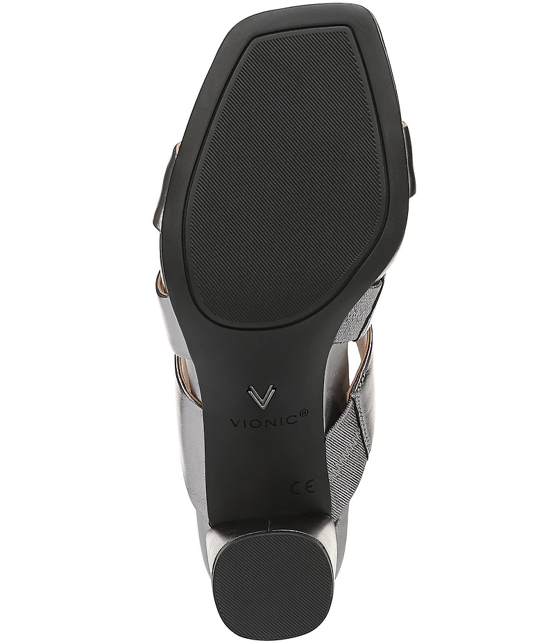 Vionic Merlot Leather Banded Dress Slide Sandals