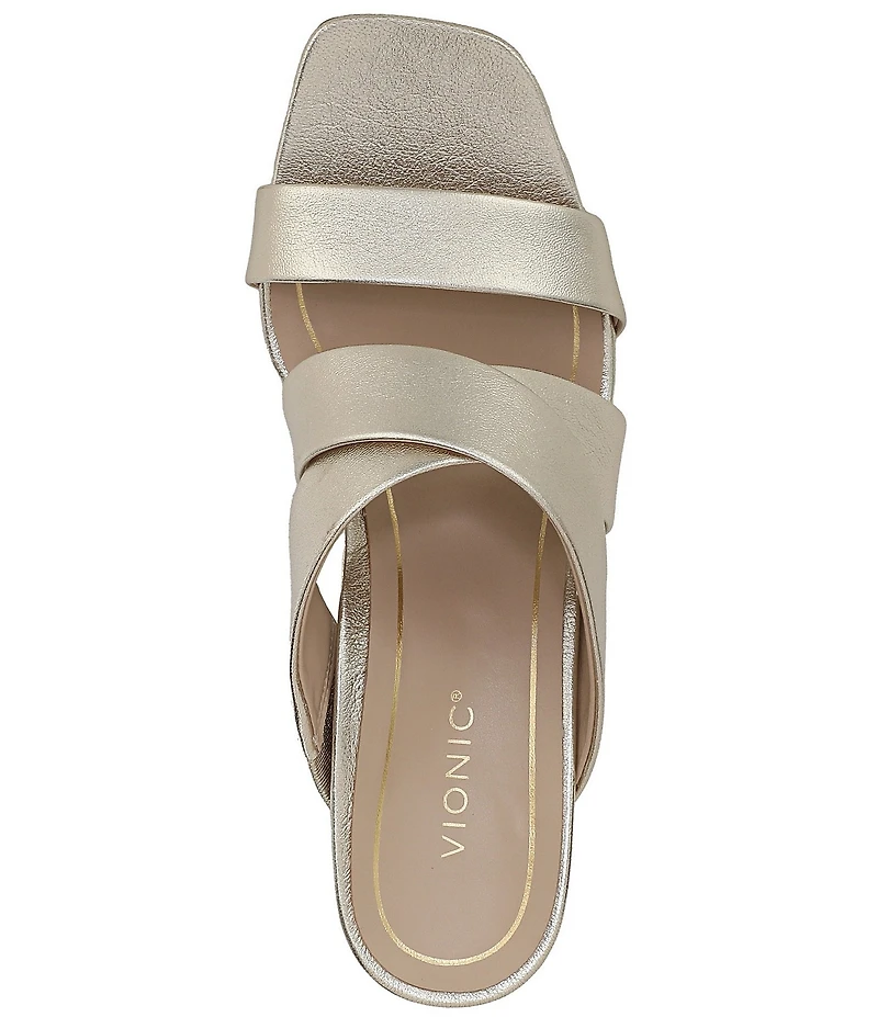 Vionic Merlot Leather Banded Dress Slide Sandals