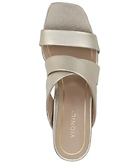 Vionic Merlot Leather Banded Dress Slide Sandals