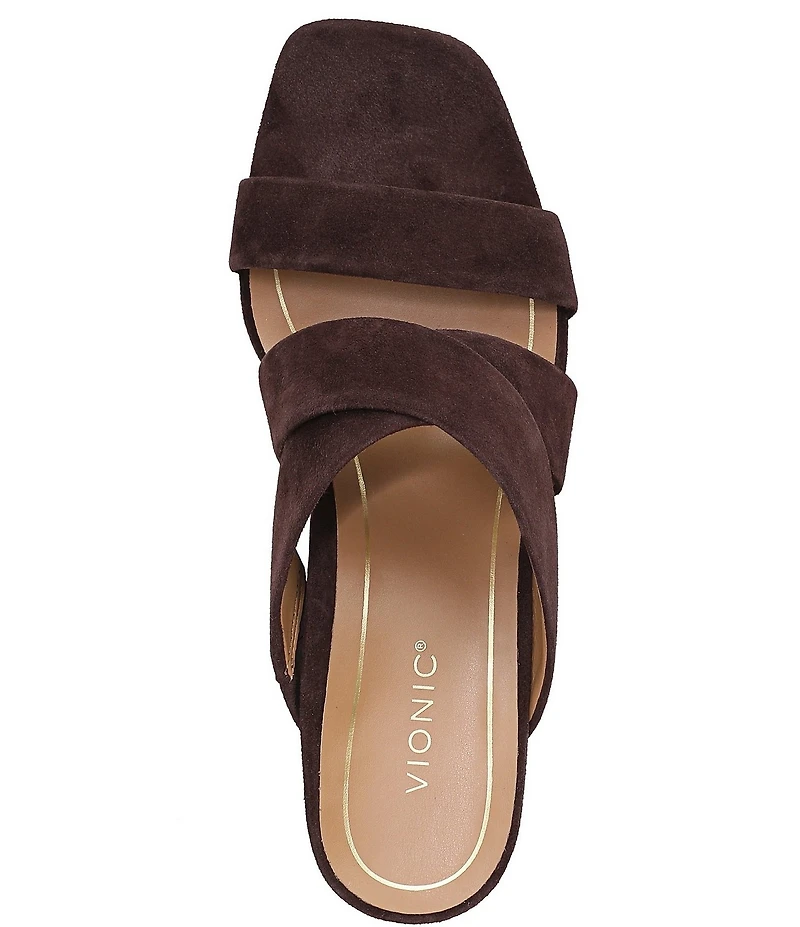 Vionic Merlot Suede Banded Dress Slide Sandals