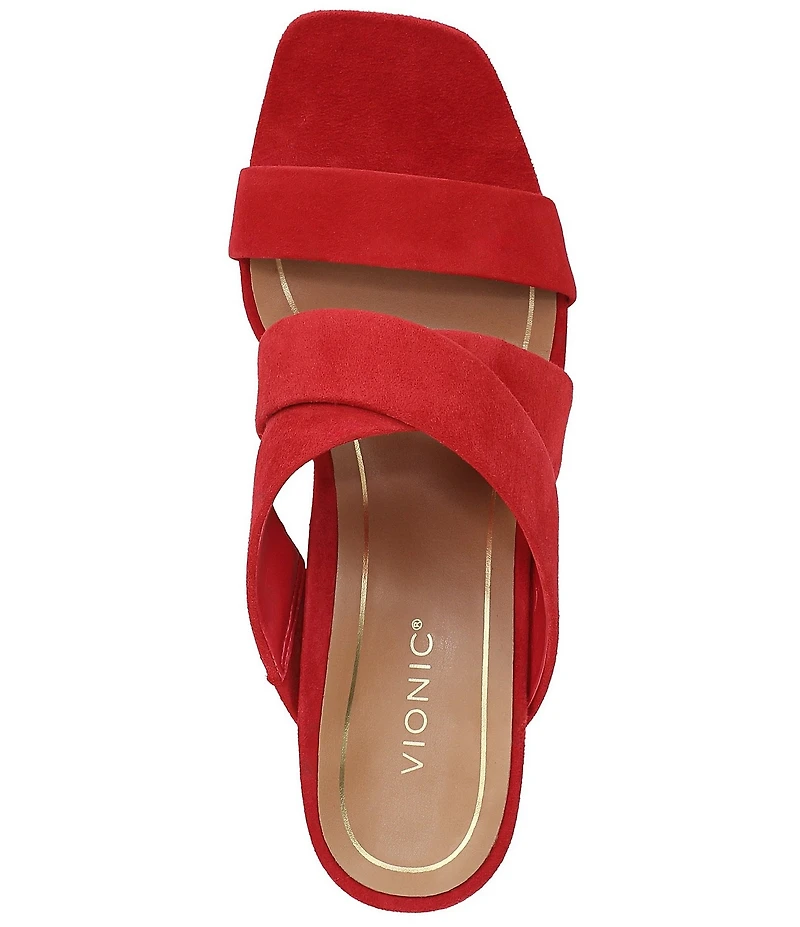 Vionic Merlot Suede Banded Dress Slide Sandals