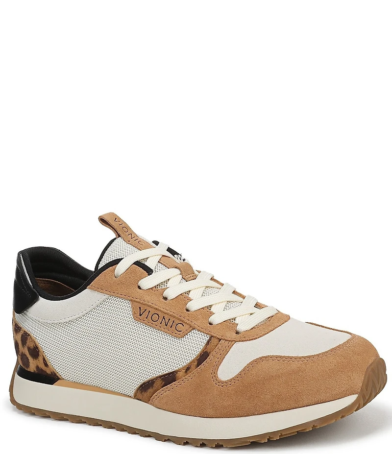 Vionic Monarch Court Inspired Leopard Lace Up Sneakers