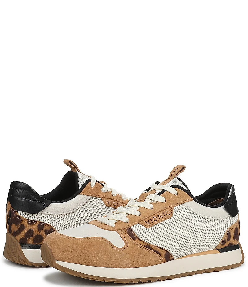 Vionic Monarch Court Inspired Leopard Lace Up Sneakers