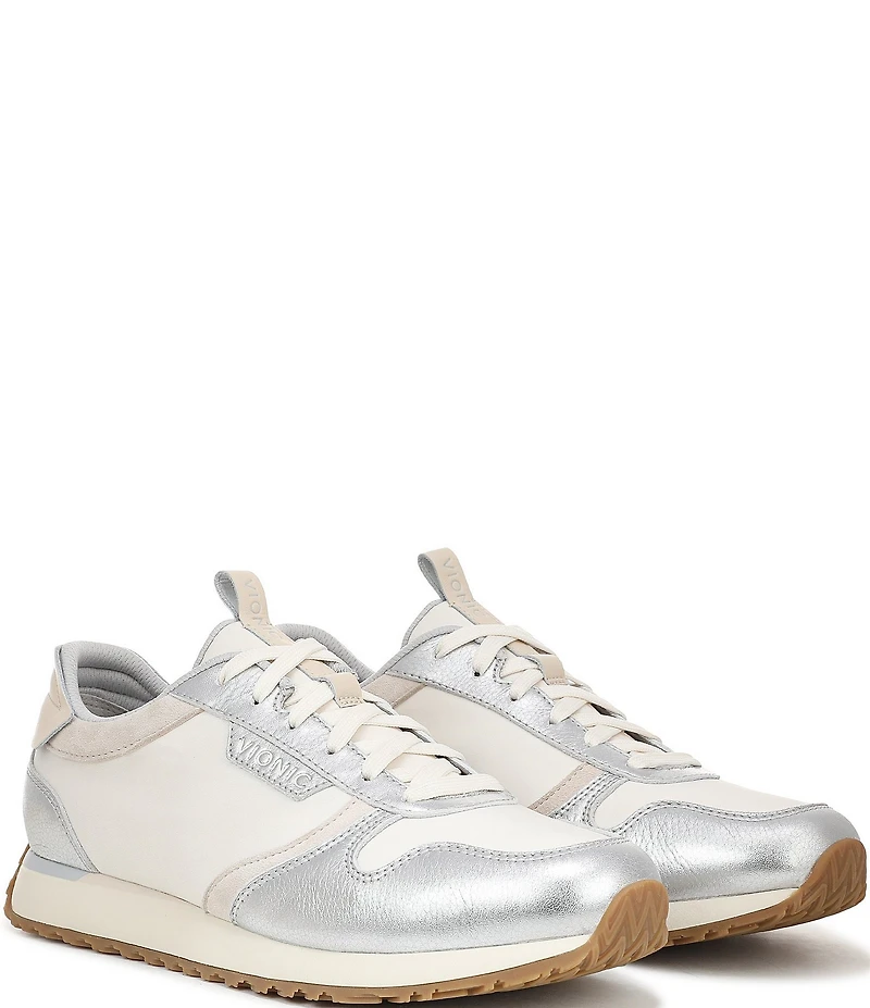 Vionic Monarch Court Inspired Mixed Material Lace Up Sneakers