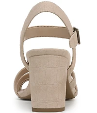 Vionic Nora Croco Embossed Suede Strappy Dress Sandals