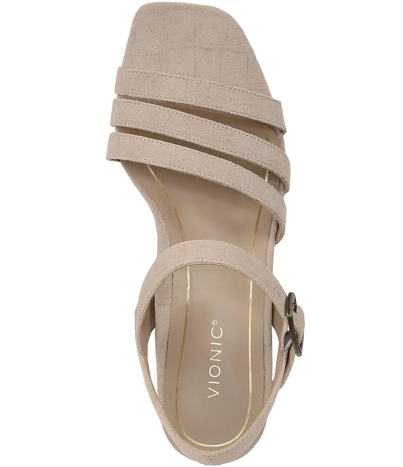 Vionic Nora Croco Embossed Suede Strappy Dress Sandals