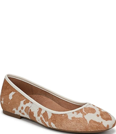 Vionic Orinda Calf Hair Animal Print Square Toe Ballet Flats