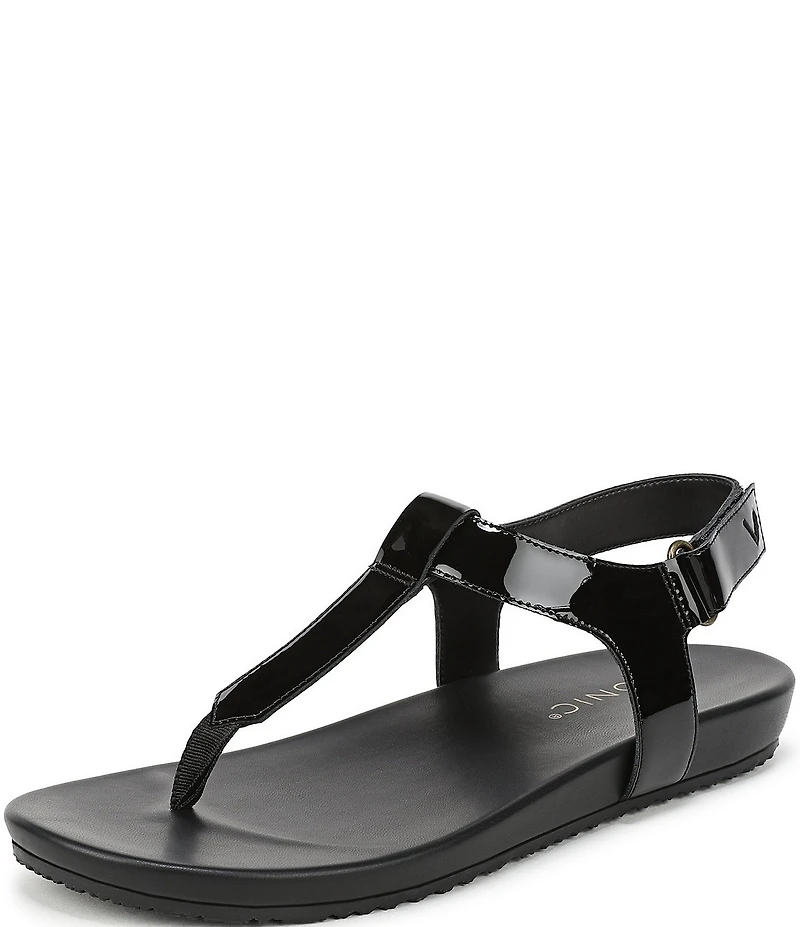 Vionic Palisades Patent Leather T-strap Sandals