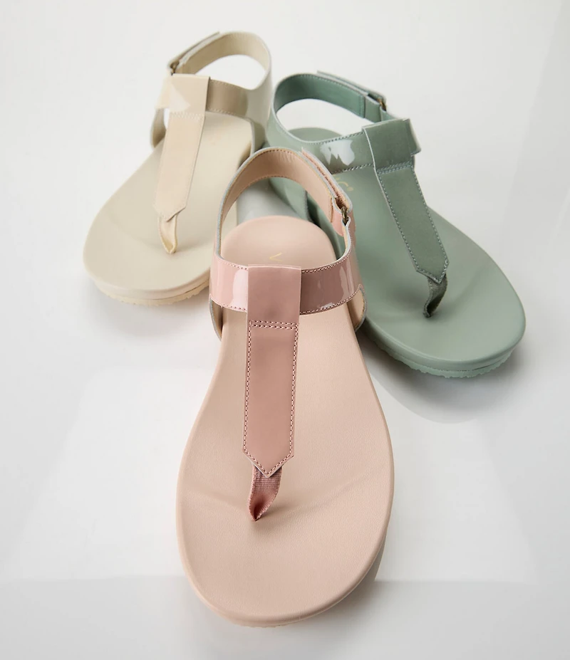 Vionic Palisades Patent Leather T-strap Sandals