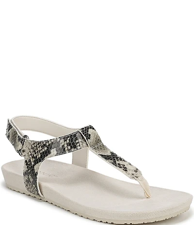 Vionic Palisades Snake Print Leather T-strap Sandals