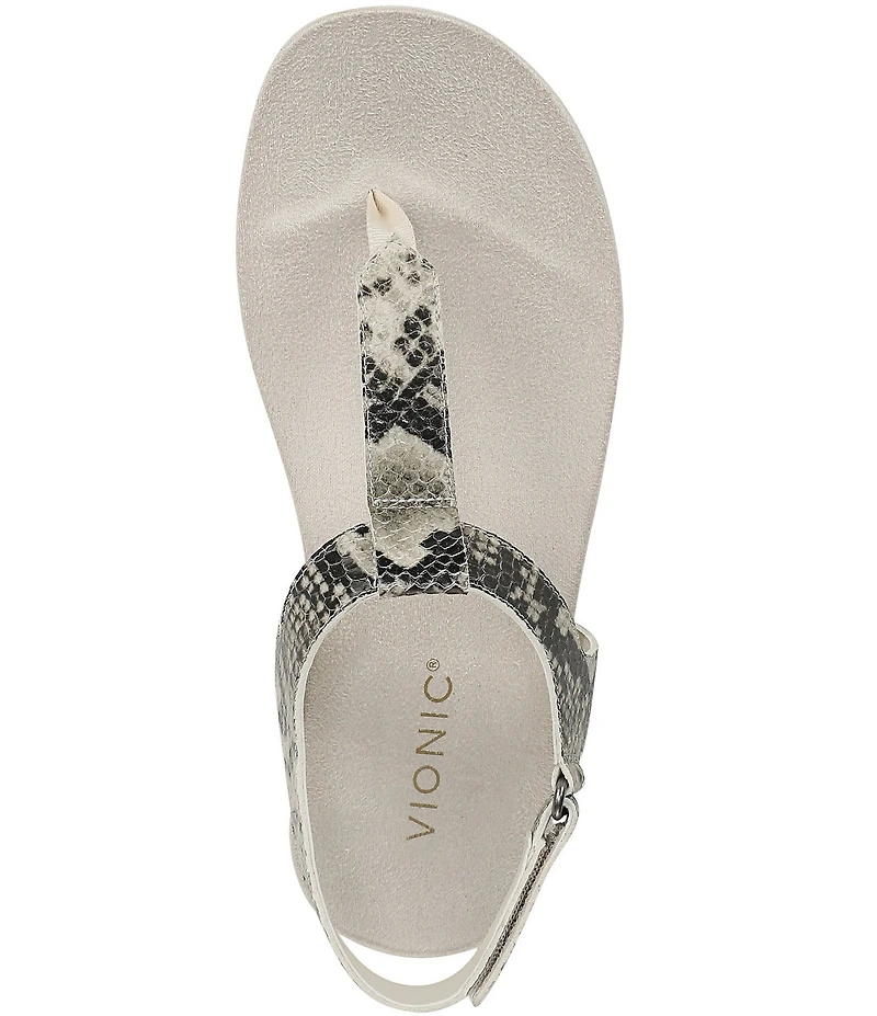 Vionic Palisades Snake Print Leather T-strap Sandals