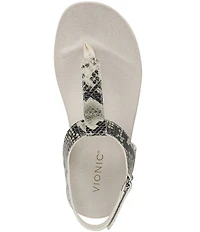 Vionic Palisades Snake Print Leather T-strap Sandals