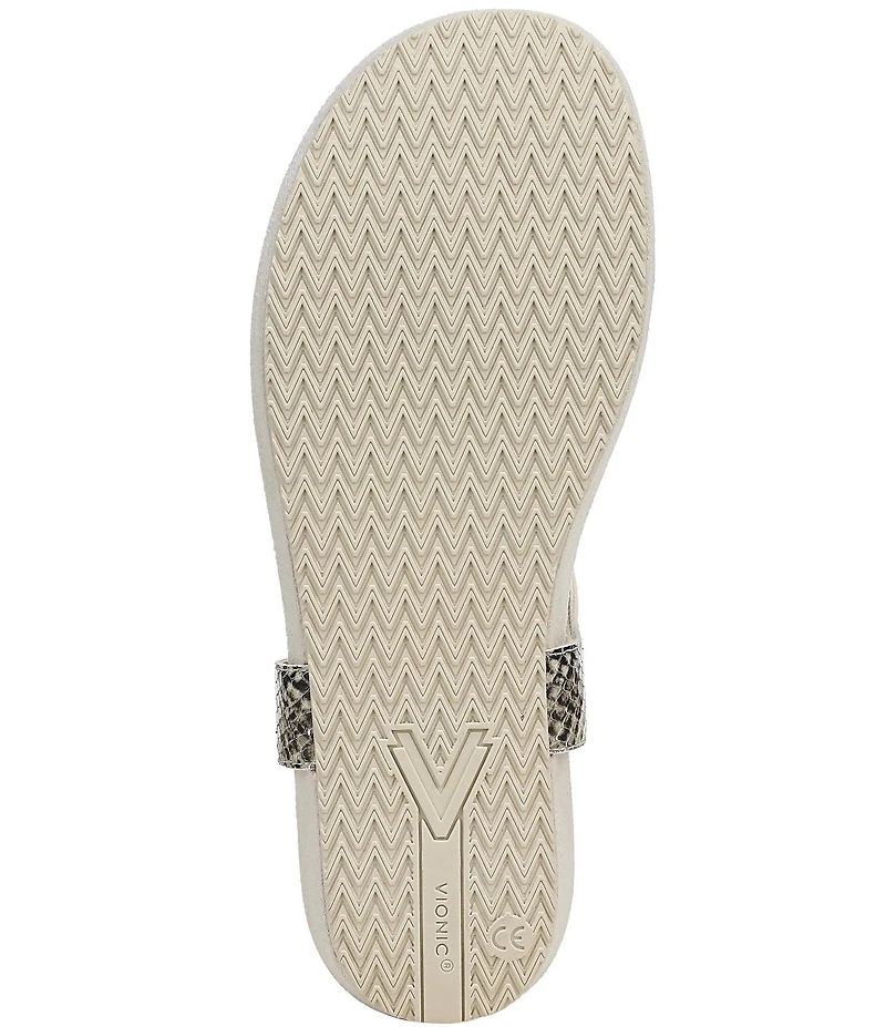 Vionic Palisades Snake Print Leather T-strap Sandals